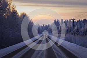 Finland: Road in winter