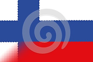 Finland and Russia. Finland flag and Russia flag. Concept of negotiations, help, association of countries, political and economic