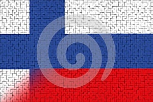 Finland and Russia. Finland flag and Russia flag. Concept of negotiations, help, association of countries, political and economic