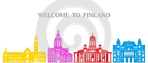 Finland set. Isolated Finland architecture on white background