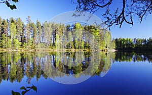 Finland: Spring by a calm lake