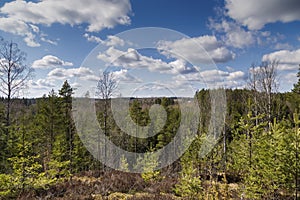 Finland - spring landscape, a view from a hill on the Karelian forest