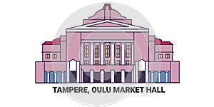 Finland, Tampere, Oulu Market Hall, travel landmark vector illustration