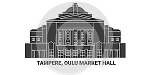 Finland, Tampere, Oulu Market Hall, travel landmark vector illustration