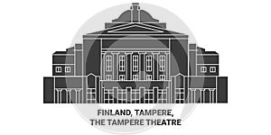 Finland, Tampere, The Tampere Theatre travel landmark vector illustration