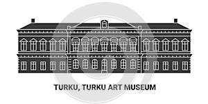 Finland, Turku, Turku Art Museum, travel landmark vector illustration