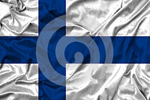 Finlandia flag on fabric texture. 3d work and 3d image