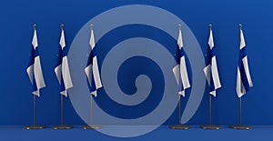 Finlandia Summit or meeting concept. Finlandia flags on the blue background. 3d illustration and 3d work photo