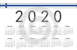 Finnish 2020 year vector calendar