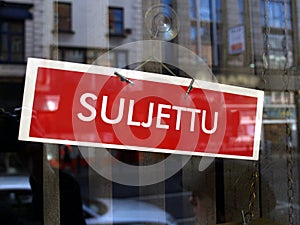 Finnish closed shop sign