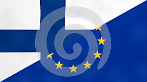 Finnish and Europe flag. Brexit concept of Finland leaving European Union