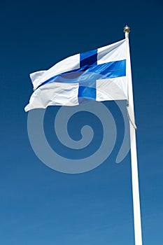 The Finnish Flag on a Flagpole