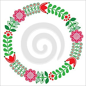 Finnish floral folk art round pattern - Nordic, Scandinavian style