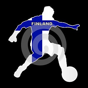 Finnish Footballer With Colors Of The Flag Of Finland