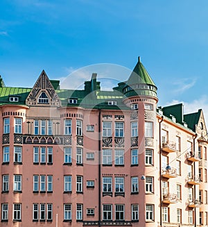 Finnish house in Helsinki, Finland, facade view