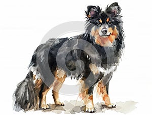 Finnish Lapphund watercolor isolated on white background