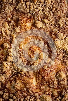 Finnish rhubarb pie, raparperipiirakka, top view in the tray