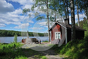 Finnish sauna and hot tub photo