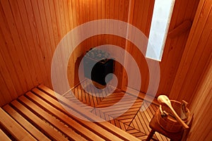 Finnish sauna interior.