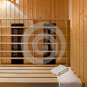 Finnish sauna interior, close-up