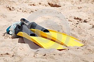 Fins and snorkel mask