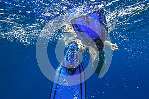 Fins snorkeler under water