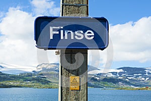 Finse railway station sign in Finse, Norway