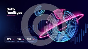 Fintech analytics digital data dashboard. Futuristic financial analytics interface. Financial data processing ai system