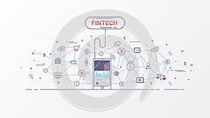 Fintech and Blockchain technology info graphic. photo