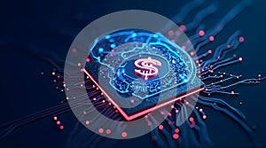 Fintech Brain Digital Finance and AI Economy Concept