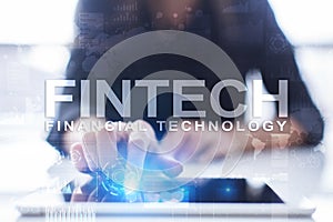 Fintech - digital financial technology. Blockchain and cryptocurrency.