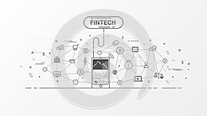Fintech - Financial technology and Business investment. Financial exchange and Trading design concept.