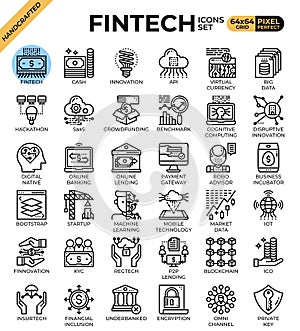 Fintech Financial Technology concept icons
