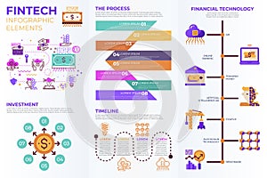 Fintech Financial Technology  infographic elements