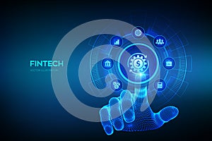 Fintech. Financial technology, online banking and crowdfunding. Business investment banking payment technology concept on virutal