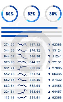 Fintech. Illustration of charts and statistic information