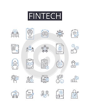 FinTech line icons collection. Admiration, Worship, Obsession, Fanaticism, Hero-worship, Reverence, Idolatry vector and photo
