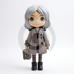 Fiona Vinyl Toy In Lomography Style Anime Figure With Brown Coat