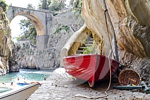 Fiordo di Furore beach. Furore Fjord Amalfi Coast Positano Naples Italy