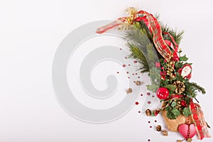 Fir branch with christmas decoration