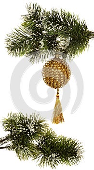 Fir branch and Christmas decorations