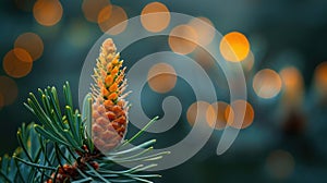 Fir Bud Growth in Spring Forest - Nature Close-up Macro Photography