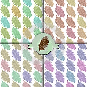 The fir cone pattern. Set of four colorful patterns.