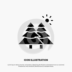 Fir, Forest, Nature, Trees Solid Black Glyph Icon