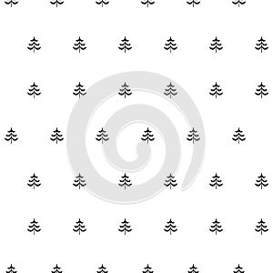 Fir stylised tree seamless monochrome pattern