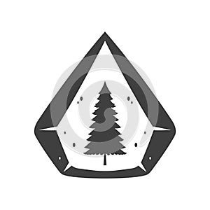 Fir tree camping natural forest wood plant at diamond shape vintage logo design vector illustration