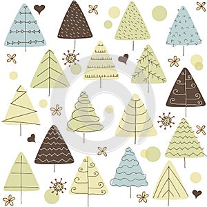 Fir tree doodle forest abstract background