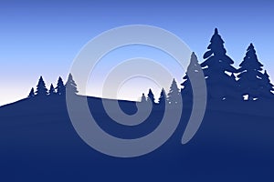 Fir tree forest silhouette
