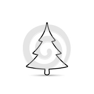 Fir tree outline icon. Spruce vector silhouette for decaration