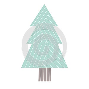 Fir tree winter illustration. Modern decoration elemet for Christmas and New year party